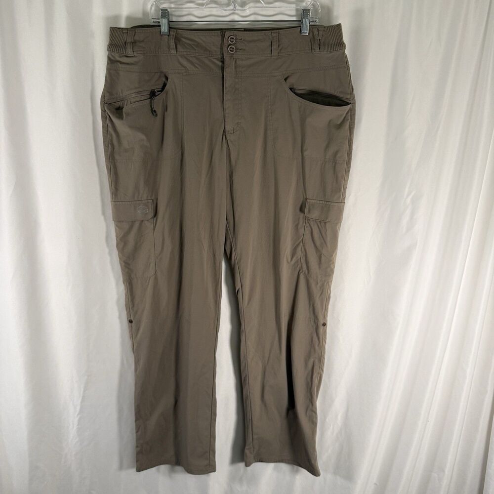 Cabela's Hiking Pants Women's 18 Tan Performance Roll Tab Lightweight Cargo Pock